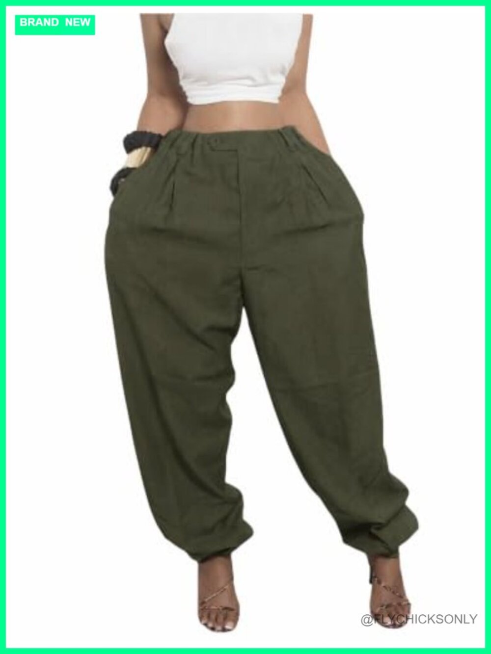 EDITCOZY Women's High Waisted Tapered Harem Pants with Pockets
